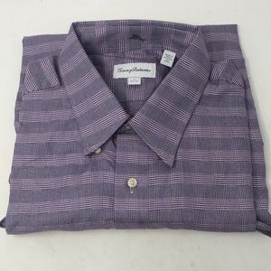 NWT Tommy Bahama Purple Check Button Down Shirt - 17  32/33